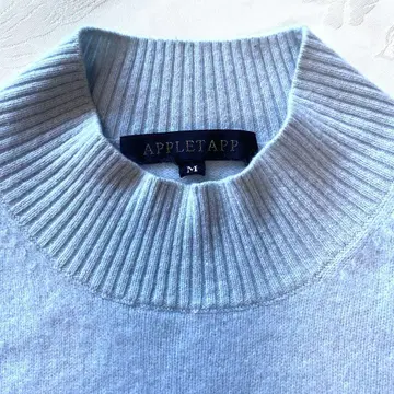 APPLETAPP 캐시미어 100% 하이넥 긴팔 스웨터 스카이블루