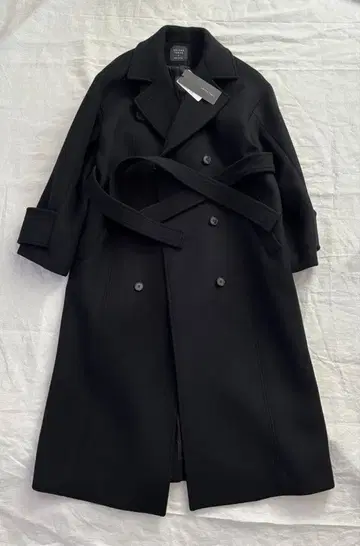 택 포함 미사용 유나이티드 도쿄 네이비 슬리브 빅 칼라 코트