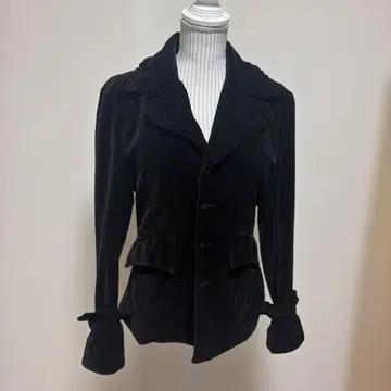 백 레이스업 벨벳 프릴 자켓