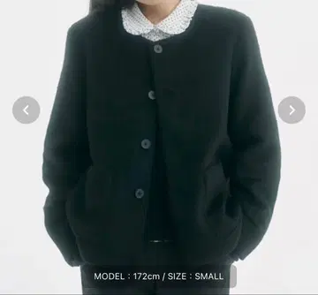 FEKETE/노카라 울 샤기 자켓 블랙