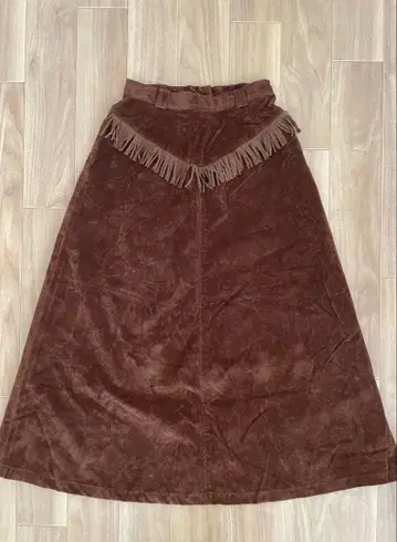 새상품급 US 빈티지풍 벨로아 프린지 스커트 브라운 스커트 롱