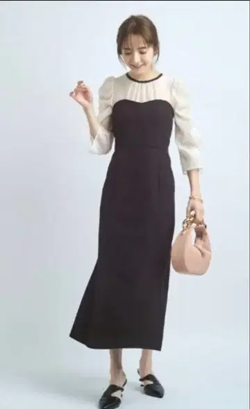 리랜드트루 프릴 소매 롱 원피스