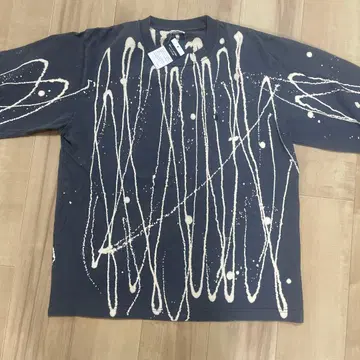 [ 즉완품 ] Champion 스플래터 프린트 롱T 티셔츠 그레이