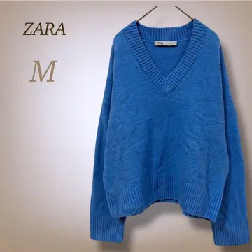 ZARA 자라 니트 풀오버 스웨터 V넥 루즈핏 빅 루즈 M