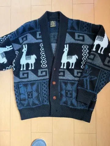 남성용 가디건 알파카 패턴 빈티지