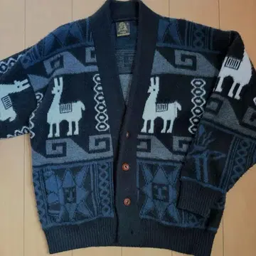 남성용 가디건 알파카 패턴 빈티지