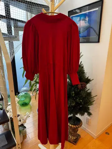 ANAYI 레드 롱 원피스 긴팔