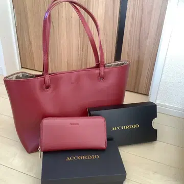 BARCOS 빨간색 토트백과 지갑 세트