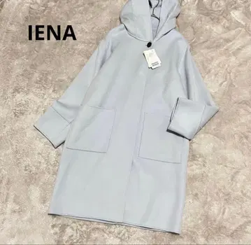 새상품 이에나 슈퍼160 더블 페이스 후드 코트 스카이블루