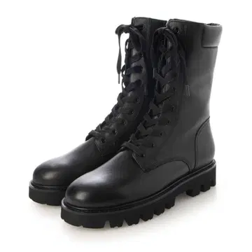 블랙 레이스업 부츠 사이드 지퍼 포함