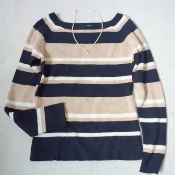 그로브 멀티 보더 리브 니트 프렌치 걸리시 성숙 캐주얼 M