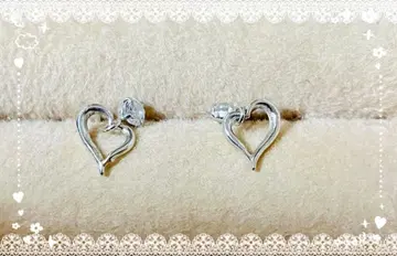 하트 K14 화이트 골드 귀걸이