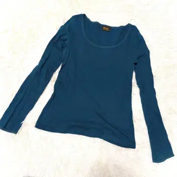 더블 클로젯 긴팔 티셔츠 (L) 청록색 면 100% U넥 심플