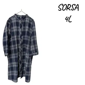 SORSA 체크 무늬 셔츠 원피스 4L 빅 루즈한 사이즈