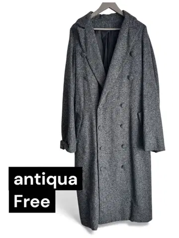 antiqua 그레이 더블 브레스트 롱 코트 Free