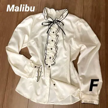 프릴 리본 블라우스 긴팔 아이보리