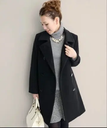 어반 리서치 rosso 울 더블 버튼 코트 블랙 M 일본제