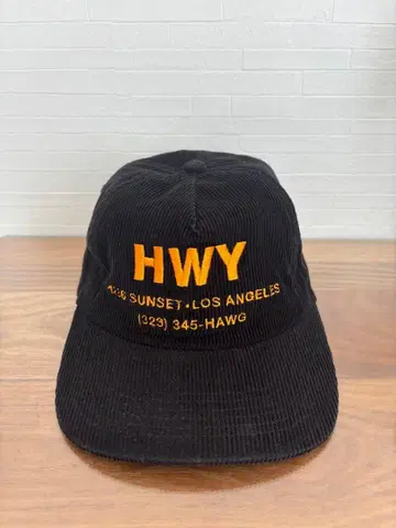 HWY 자수 로고 블랙 캡 하이웨이 초파 코듀로이