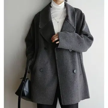 [택 포함 새상품] evernavy 리버 P코트 차콜 그레이 에버네이비