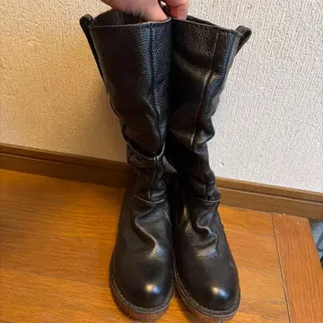 블랙 슬립온 롱 부츠