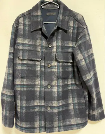 유니클로 오버 셔츠 자켓 블루 남성용 S