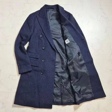[새상품급] 정장 셀렉트 헤링본 더블 체스터 코트 네이비 M