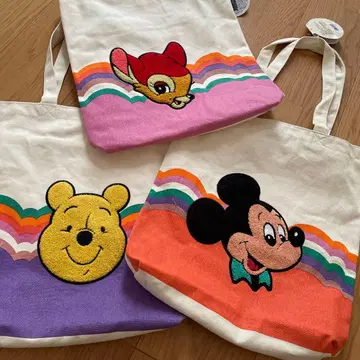 미키 푸우 밤비 토트백 3종