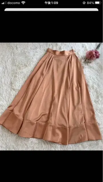 AMERI 새틴 롱 스커트 오렌지 S 사이즈