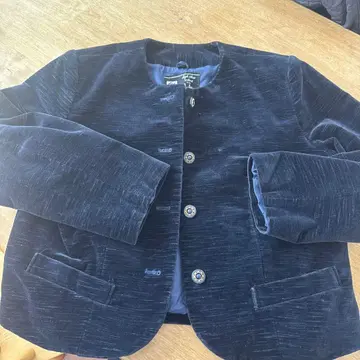 아게하라 벨벳 노카라 자켓 네이비 일본제