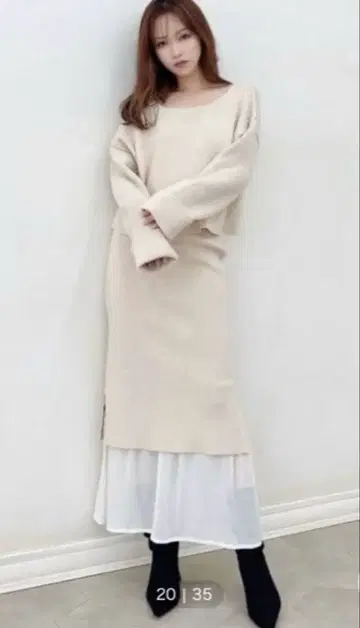 RESEXXY 셋업 니트 아이보리 베이지 리젝시