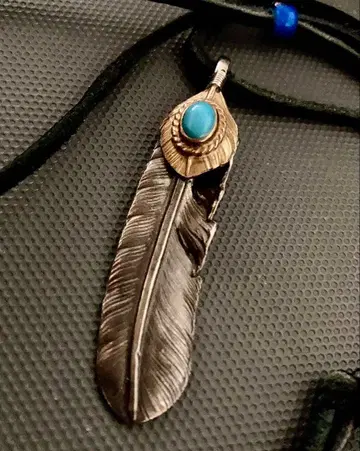 고로즈 상금 터콰이즈 특대형 페더 사슴 끈 새상품급