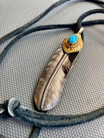 고로즈 상금 터콰이즈 특대형 페더 사슴 끈 새상품급