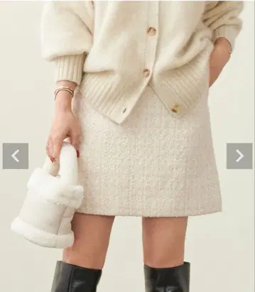 LialaxPG 트위드 미니 스커트 아이보리