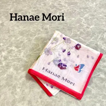 Hanae Mori 손수건 꽃무늬 플라워 디자인 화이트 x 레드