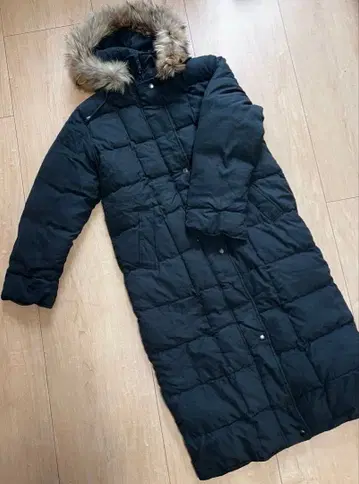 ANNE KLEIN 후드 부착 롱 다운 자켓