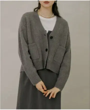 URBAN RESEARCH Fox 혼방 편직 숏 가디건 차콜