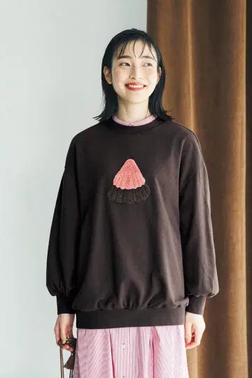 아폴로 x 시럽 복슬복슬 사가 자수 빅 아폴로 초콜릿 맨투맨