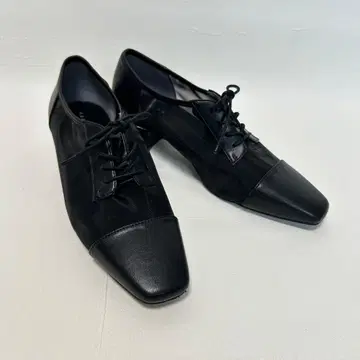 RANDA 시어 레이스업 슈즈 L 블랙 스퀘어토