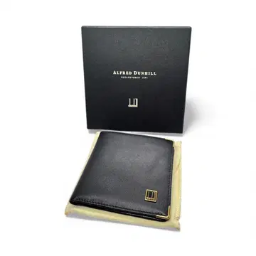 미사용 던힐 가죽 접이식 지갑 블랙 상자, 봉투 포함