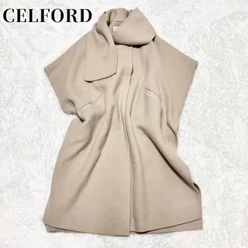 CELFORD 울 머플러 옷깃 롱 판초 코트