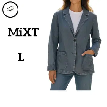 새상품급 믹스트 코튼 데님 자켓 L G 자켓 네이비 빈티지