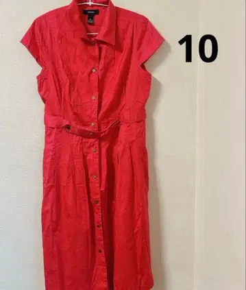 새상품급 ALFANI [10] 반팔 셔츠 원피스 빨간색