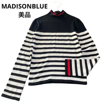 새상품급 매디슨 블루 터틀넥 보더 니트 스웨터