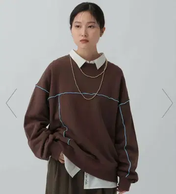 배색 메로 풀오버 브라운