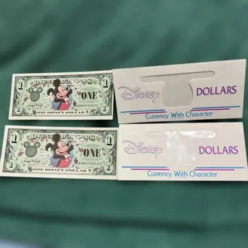 디즈니 달러 1달러 2장 미키마우스 미사용 새상품 봉투도 미사용 새상품