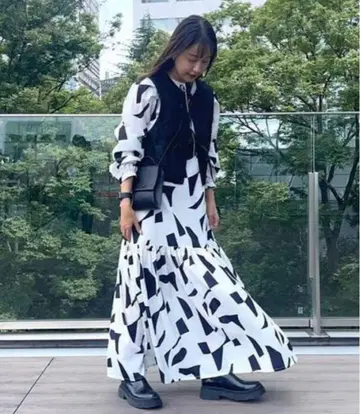 RAY BEAMS 레이 빔즈 지오메트릭 프린트 원피스