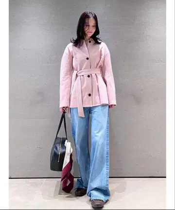 미라 오웬 하이웨스트 와이드 데님 팬츠 1 블루