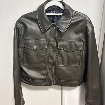 ZARA 카키 브라운 L 페이크 가죽 자켓 아우터