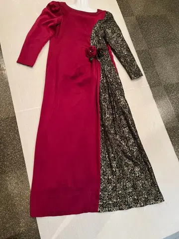 새상품급 파티/연주회/무대/리사이틀 퍼플+골드 자수/레이스 롱