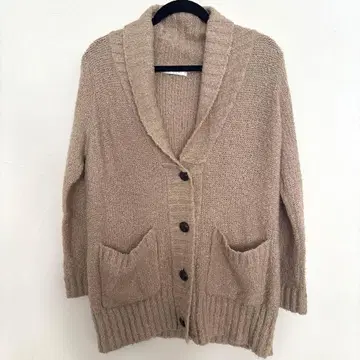 CINEMA CLUB 베이지 숄카라 니트 가디건 L